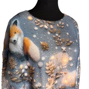 Fuzzy Fox Pullover Sweater Oversized Sweaterweather Ugly Size Large/XL